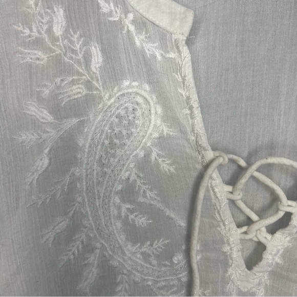 NEW LRL Womens 100% Cotton Tunic Blouse Embroidered White Sz M Peasant Beach - Picture 8 of 14